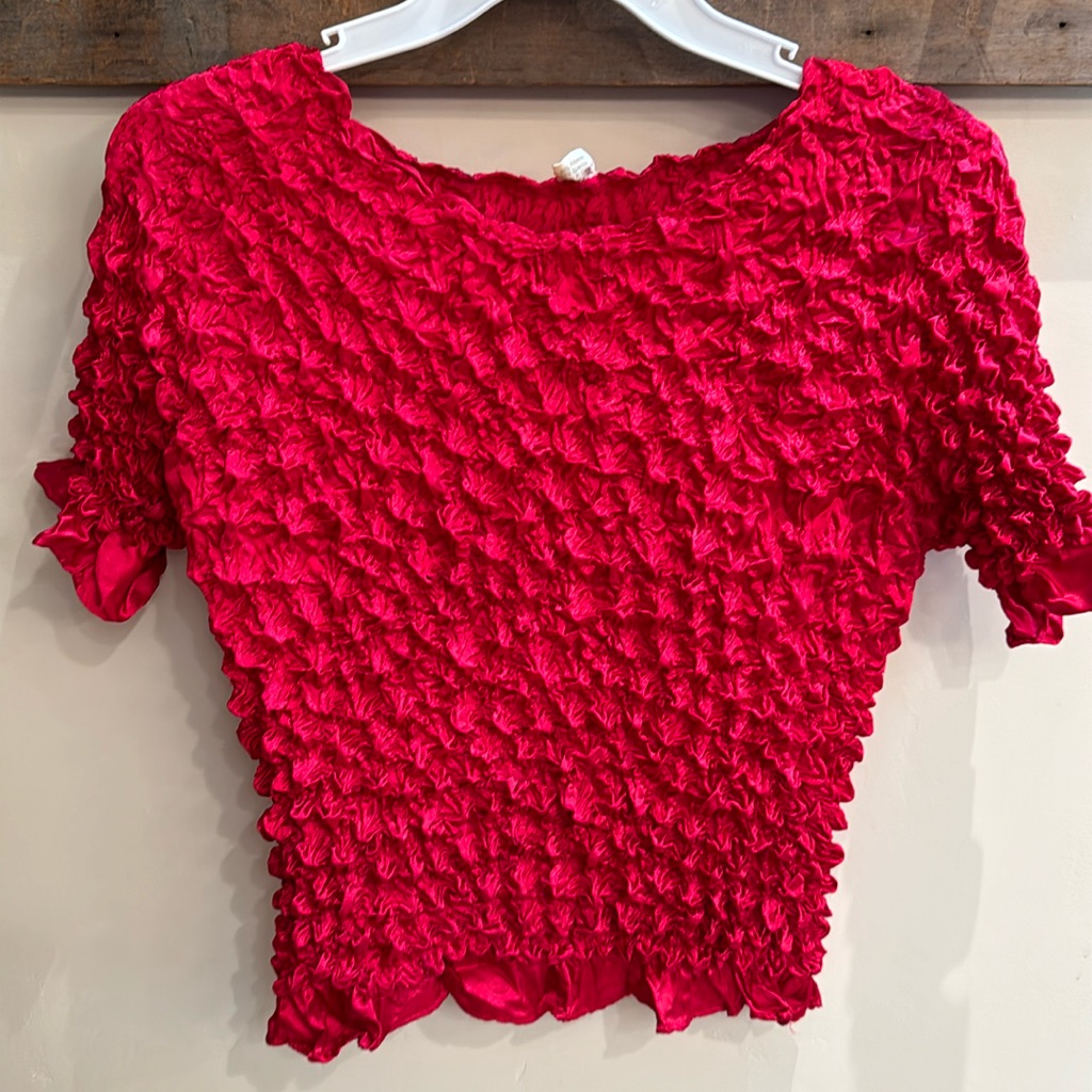 Puckered Blue Red Crop Top